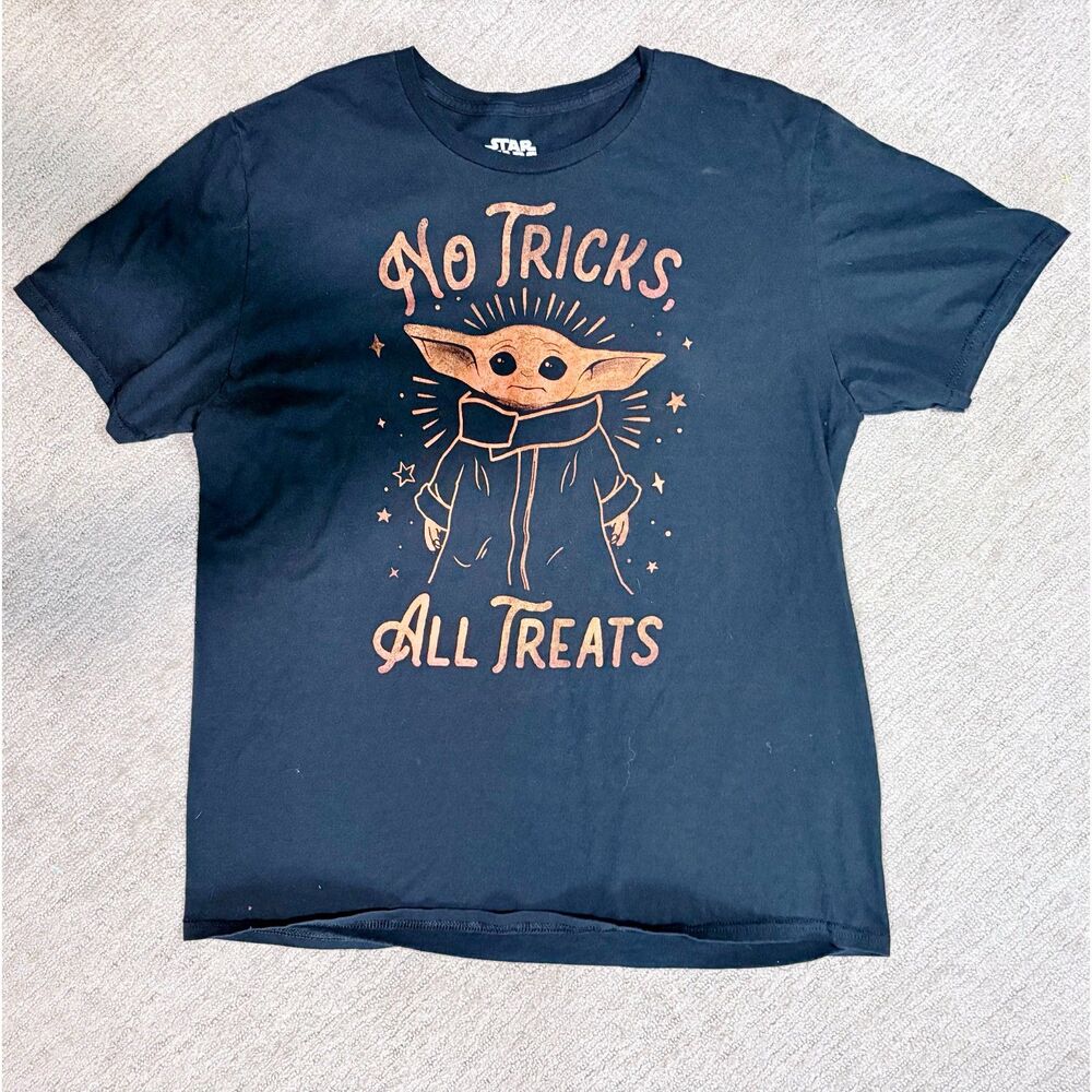 Grogu Baby Yoda Halloween Graphic Tee Black Spooky Cute Witchy Star Wars